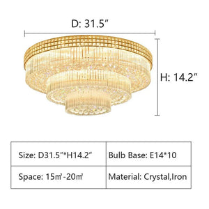 Extra Large Three Layers Round Luxury Flush Mounted Crystal Chandelier for Living Room - Arialamps