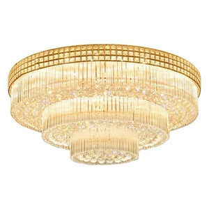 Extra Large Three Layers Round Luxury Flush Mounted Crystal Chandelier for Living Room - Arialamps