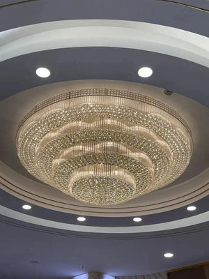 Extra Large Three Layers Round Luxury Flush Mounted Crystal Chandelier for Living Room - Arialamps