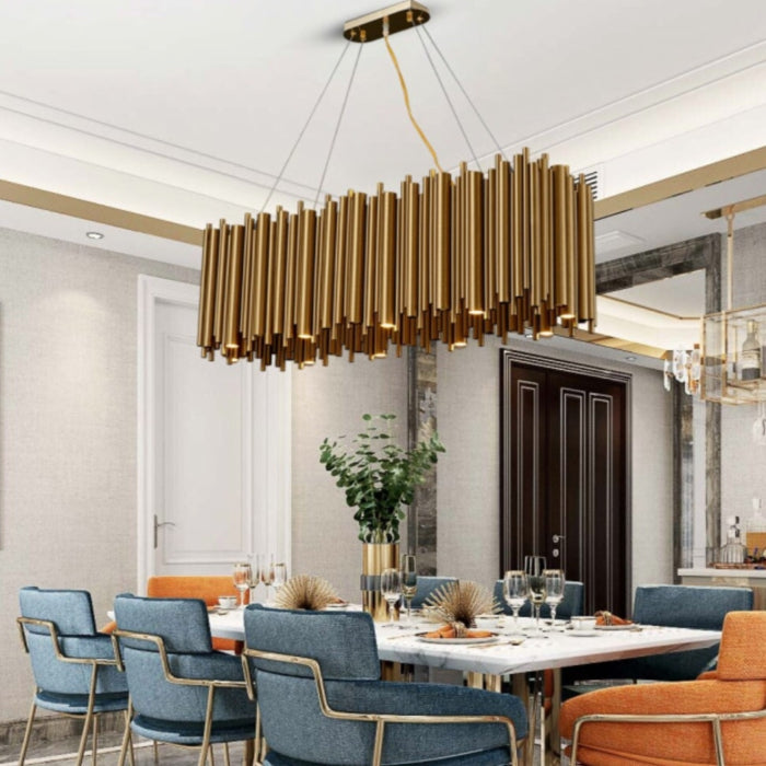 Aria Dora Rectangle Dining Room Chandelier Gold