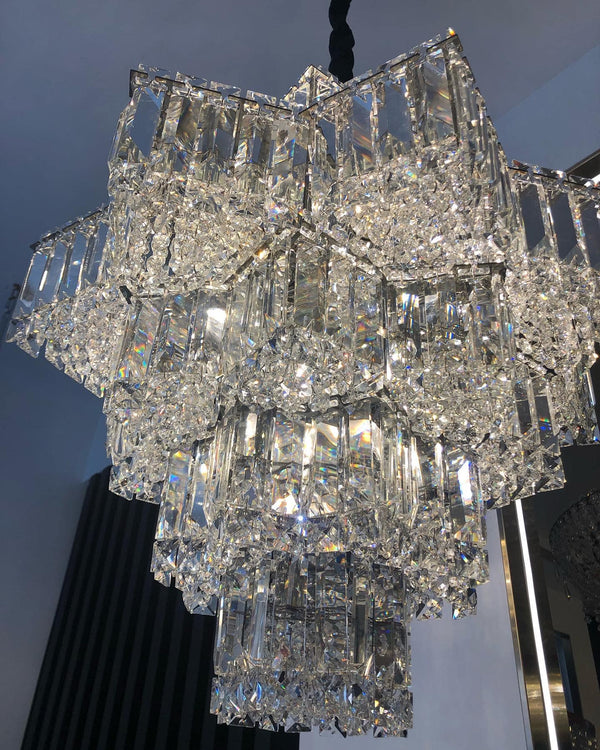 Fashion Star Shaped Chandelier Crystal Ceiling Light Fixture For Small Living Room/ Bedroom