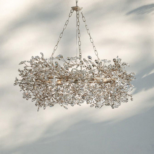 Fiore Crown Crystal Branch Chandelier 39" 48" 60“-Silver-39"-