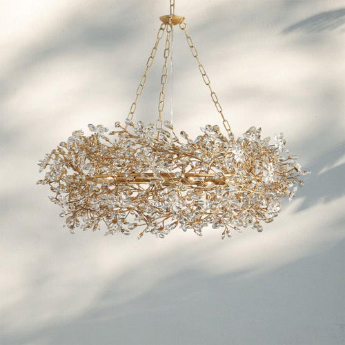 Fiore Crown Crystal Branch Chandelier 39" 48" 60“-Gold-39"-