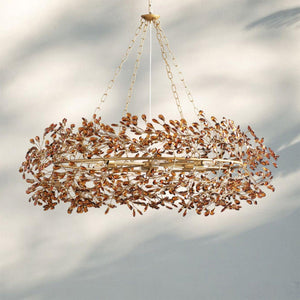 Fiore Crown Crystal Branch Chandelier 39" 48" 60“-Brass/Amber-48"-
