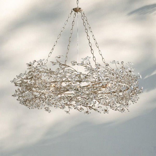 Fiore Crown Crystal Branch Chandelier 39" 48" 60“-Silver-48"-