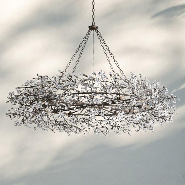 Fiore Crown Crystal Branch Chandelier 39" 48" 60“-Bronze-60"-