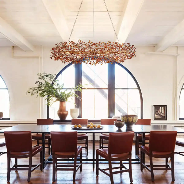 Fiore Crown Crystal Branch Chandelier 39" 48" 60“-Brass/Amber-60"-Arialamps