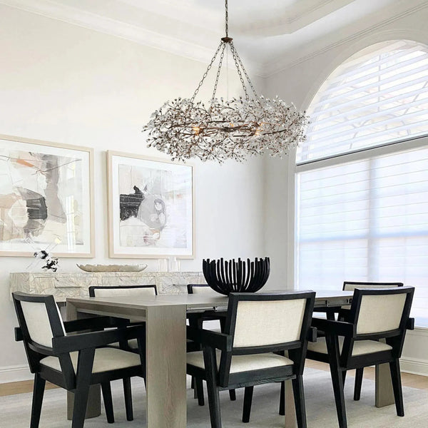 Fiore Crown Crystal Branch Chandelier 39" 48" 60“-Bronze-48"-Arialamps