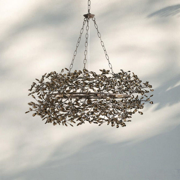 Fiore Crown Crystal Branch Chandelier 39" 48" 60“-Bronze/Smoke-39"-