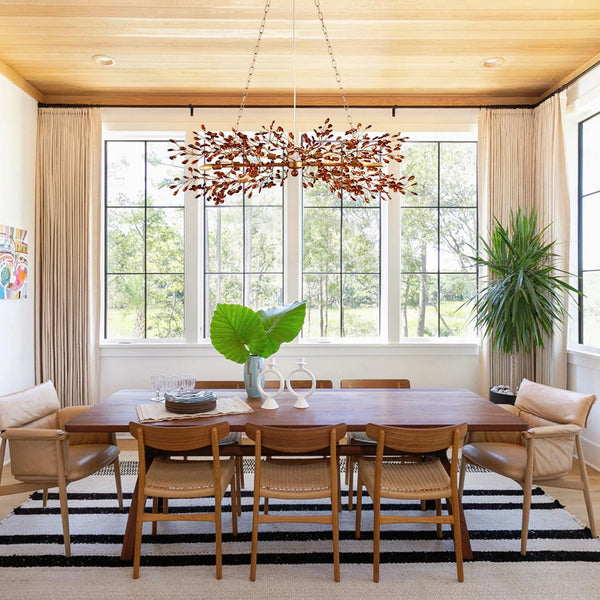 Fiore Linear Chandelier 43" 51" 68"W-Brass/Amber-51"-Arialamps