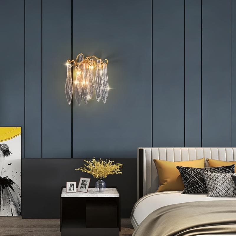 Flake Long Crystal Branch Brass Wall Sconce-W20" X D9" X H26"-Arialamps