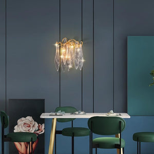 Flake Long Crystal Branch Brass Wall Sconce-Arialamps