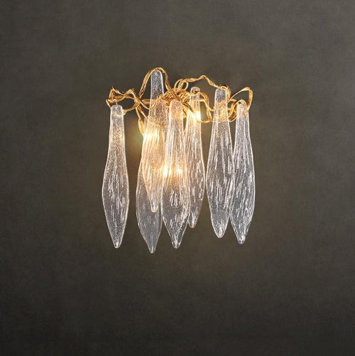 Flake Long Crystal Branch Brass Wall Sconce-W20" X D9" X H26"-Arialamps