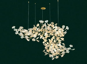 Fleur-de-lis Ceramic Branch Chandelier-Chandeliers-Length 200 cm ( 78.8 in ) x Width 70 cm ( 27.6 in ) x Height 68 cm ( 26.8 in )-Arialamps