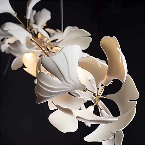 Fleur-de-lis Ceramic Branch Chandelier-Chandeliers-Arialamps