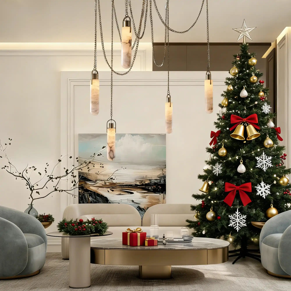 Alabaster Flint 5 Light LED Multi-Drop Pendant