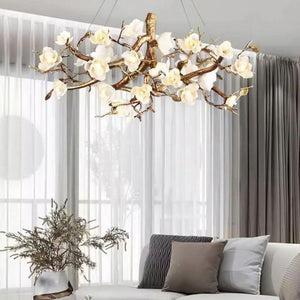 Flower Bloom Branch Brass Chandelier-chandeliers for dining room,chandeliers for stairways,chandeliers for foyer,chandeliers for bedrooms,chandeliers for kitchen,chandeliers for living room-Arialamps