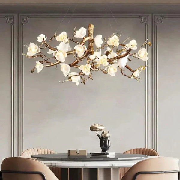 Flower Bloom Branch Brass Chandelier - Arialamps