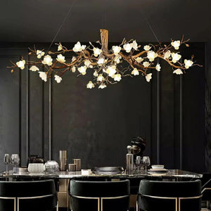 Flower Bloom Branch Brass Chandelier-chandeliers for dining room,chandeliers for stairways,chandeliers for foyer,chandeliers for bedrooms,chandeliers for kitchen,chandeliers for living room-Arialamps