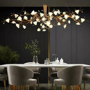 Flower Bloom Branch Brass Chandelier-chandeliers for dining room,chandeliers for stairways,chandeliers for foyer,chandeliers for bedrooms,chandeliers for kitchen,chandeliers for living room-Arialamps
