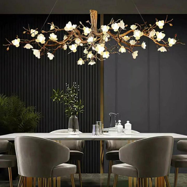 Flower Bloom Branch Brass Chandelier-chandeliers for dining room,chandeliers for stairways,chandeliers for foyer,chandeliers for bedrooms,chandeliers for kitchen,chandeliers for living room-Arialamps