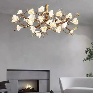 Flower Bloom Branch Brass Chandelier-chandeliers for dining room,chandeliers for stairways,chandeliers for foyer,chandeliers for bedrooms,chandeliers for kitchen,chandeliers for living room-Arialamps