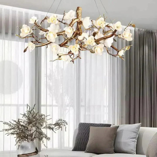Flower Bloom Branch Brass Chandelier - Arialamps