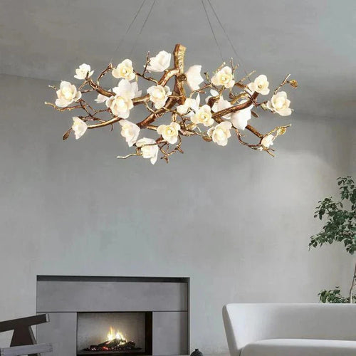 Flower Bloom Branch Brass Chandelier - Arialamps
