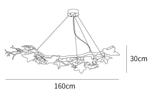 Folio Branch Brass Chandelier-chandeliers for dining room,chandeliers for stairways,chandeliers for foyer,chandeliers for bedrooms,chandeliers for kitchen,chandeliers for living room-Dia 63″(160cm) x W 20.5″(52cm) x H 11.8″(30cm)-Arialamps