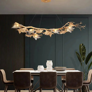 Folio Branch Brass Chandelier-chandeliers for dining room,chandeliers for stairways,chandeliers for foyer,chandeliers for bedrooms,chandeliers for kitchen,chandeliers for living room-Arialamps