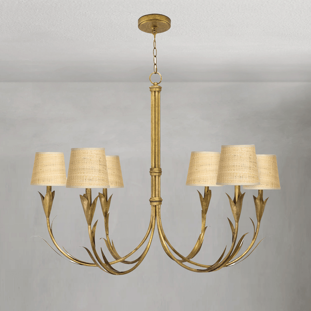 Fontara Rattan Reed Chandelier(Antique Gold Leaf) - Arialamps