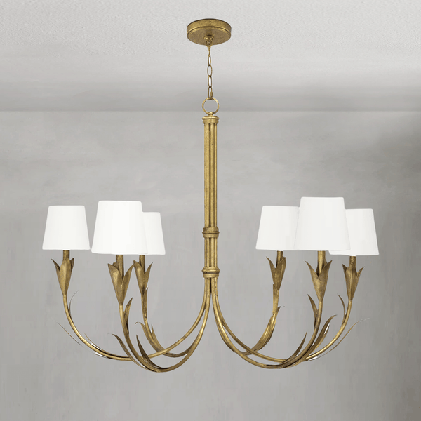 Fontara White Reed Chandelier(Antique Gold Leaf ) - Arialamps