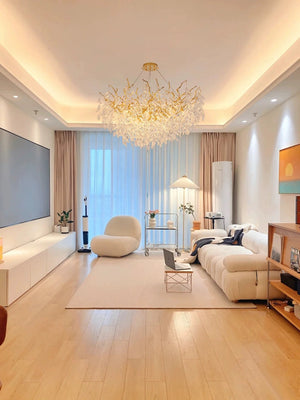 French Branch Crystal Chandelier with Elegant Crystal Leaves-Chandeliers-Arialamps