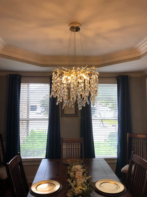 French Branch Crystal Chandelier with Elegant Crystal Leaves-Chandeliers-Arialamps