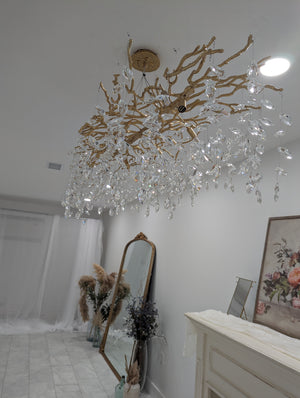 French Branch Crystal Chandelier with Elegant Crystal Leaves-Chandeliers-Arialamps