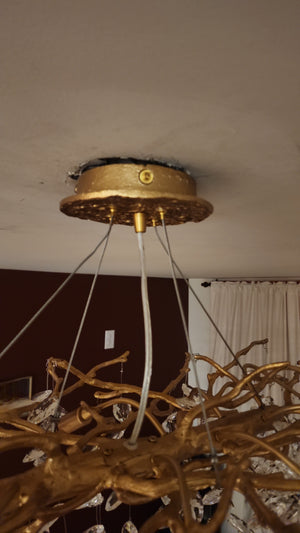 French Branch Crystal Chandelier with Elegant Crystal Leaves-Chandeliers-Arialamps