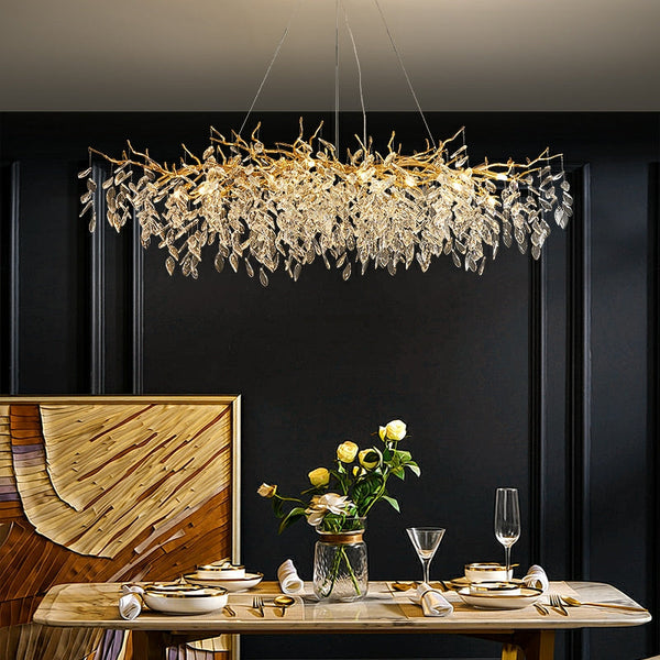 Affordable New French Style Branch Beautiful Crystal Chandelier Crystal Leaves Ceiling Light Fixture