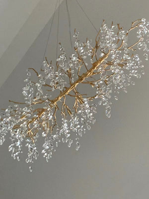 French Branch Crystal Chandelier with Elegant Crystal Leaves-Chandeliers-Arialamps