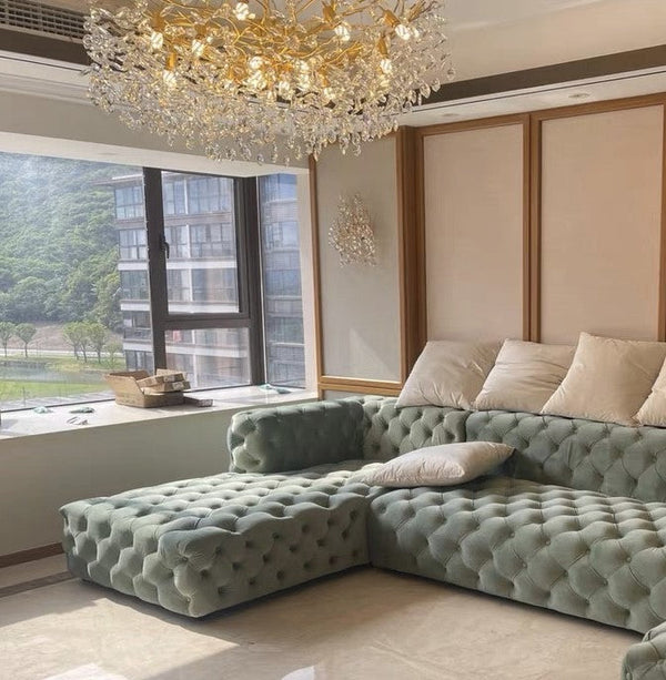 French Branch Crystal Chandelier with Elegant Crystal Leaves-Chandeliers-Arialamps