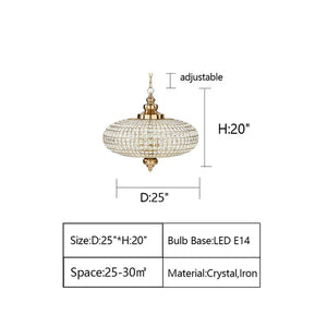 French Empire Vintage Bead Ellipsoid Crystal Chandelier for Living Room/Bedroom-Chandeliers-