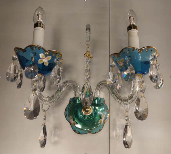 French Romantic Blue Crystal Designer Chandelier for Bedroom/Living Room/Dining Room