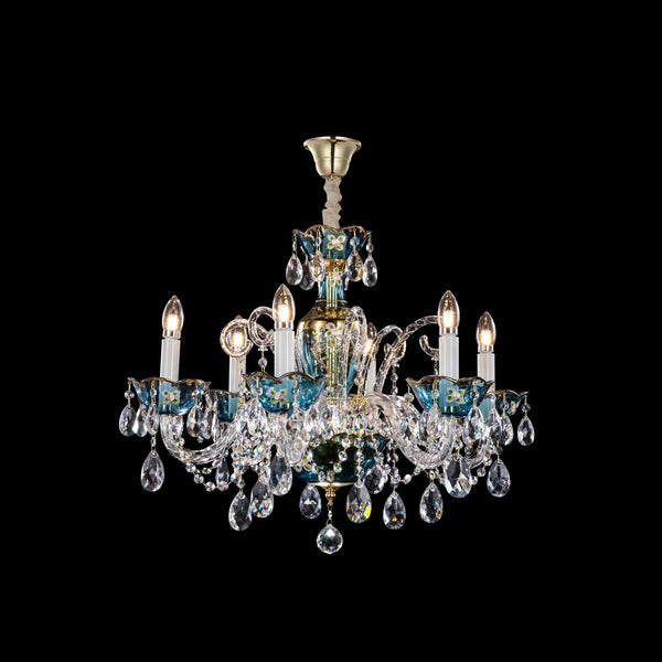 French Romantic Blue Crystal Designer Chandelier for Bedroom/Living Room/Dining Room