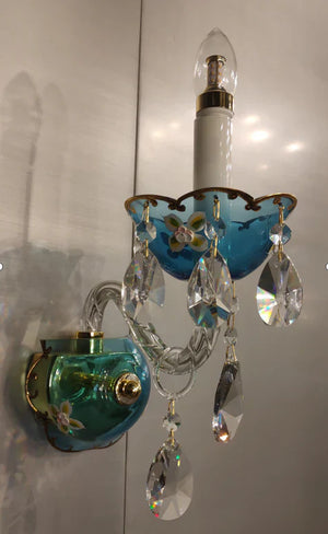 French Romantic Blue Crystal Designer Chandelier for Bedroom/Living Room/Dining Room