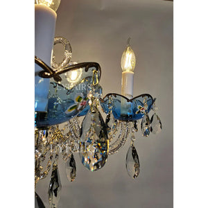 French Romantic Blue Crystal Designer Chandelier for Bedroom/Living Room/Dining Room