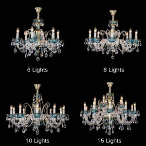 French Romantic Blue Crystal Designer Chandelier for Bedroom/Living Room/Dining Room