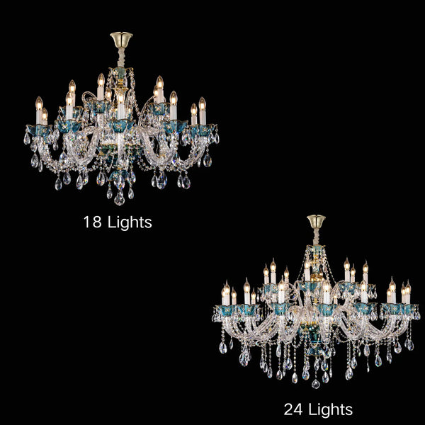 French Romantic Blue Crystal Designer Chandelier for Bedroom/Living Room/Dining Room