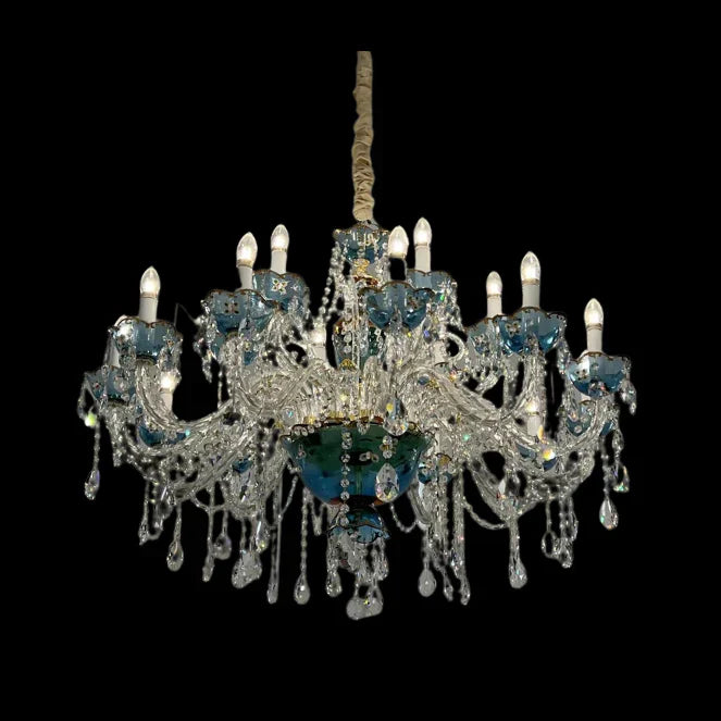 French Romantic Blue Crystal Designer Chandelier for Bedroom/Living Room/Dining Room