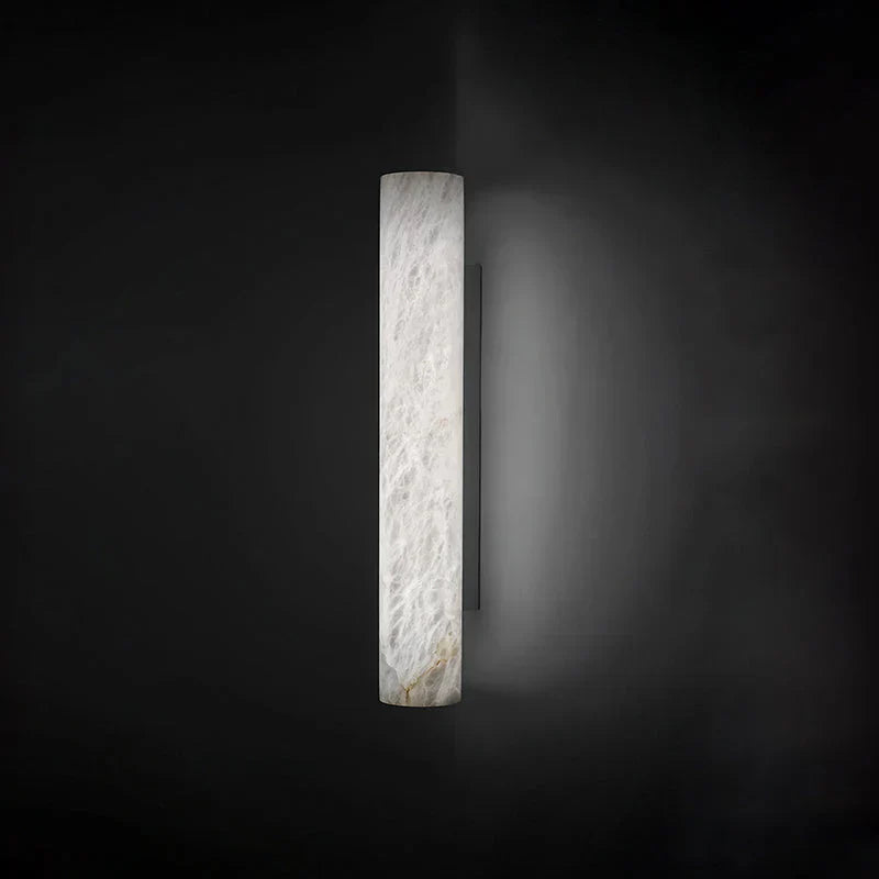 Garron Modern Alabaster Linear Wall Sconce-3.1'' W x 19.7'' H-Black-