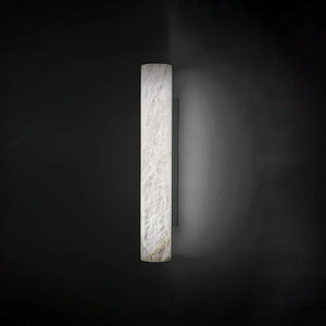 Garron Modern Alabaster Linear Wall Sconce-3.1'' W x 19.7'' H-Black-