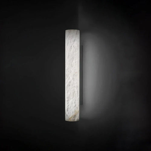 Garron Modern Alabaster Linear Wall Sconce-3.1'' W x 19.7'' H-Black-